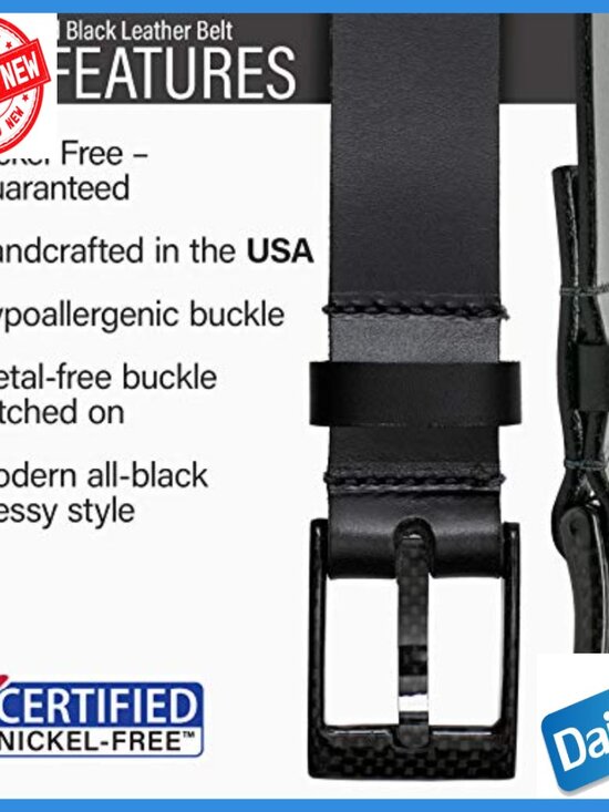 Solid Leather Belt with Carbon Fiber Buckle TSA Friendly Nickel Free main image 5